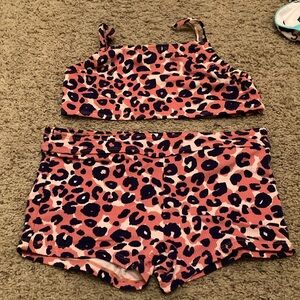 Cat & Jack Leopard Print Pink and Black Two-Piece Set